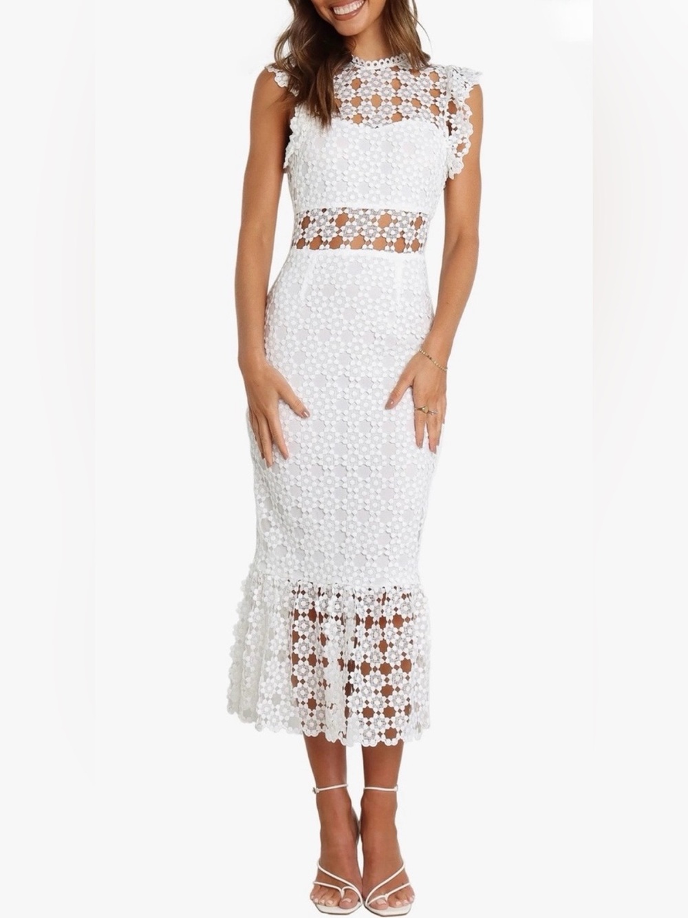 Petal and Pup Lauren Lace Overlay Dress/ White